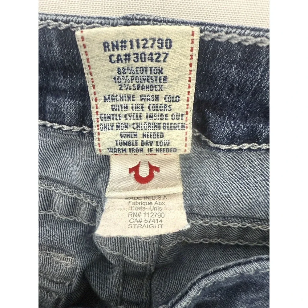 True Religion Straight Jeans Womens 29x32 Blue Dark Low Rise‎ Y2K  *FLAWS